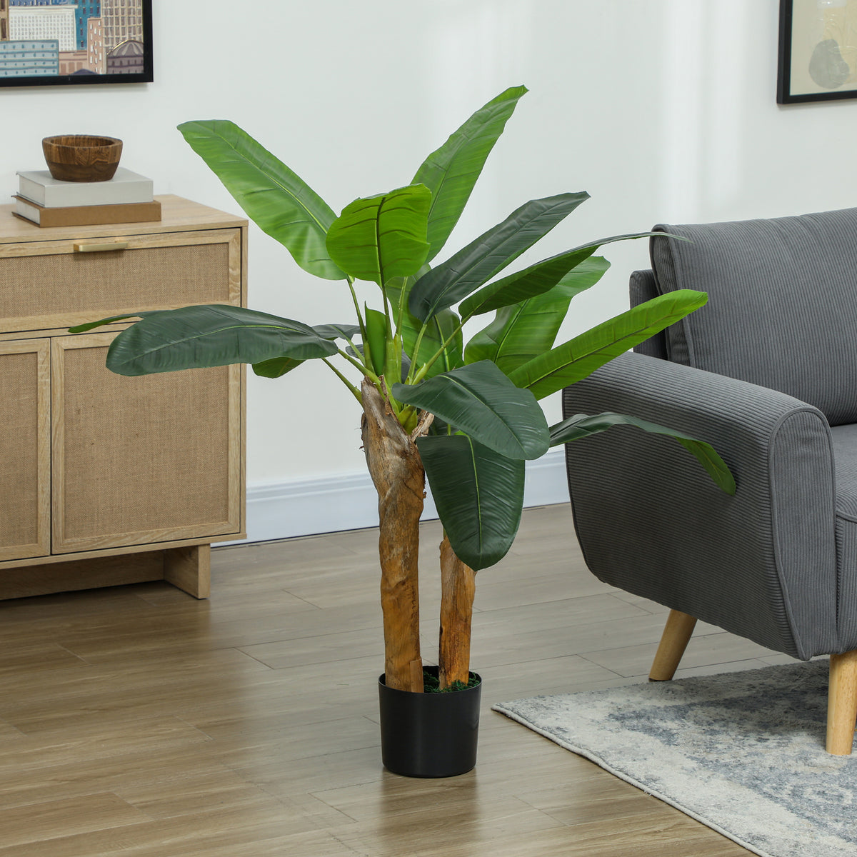 Lot de 2 plantes artificielles intérieurs 120 cm bananiers en pot décoration pour maison, bureau, salon, chambre-6