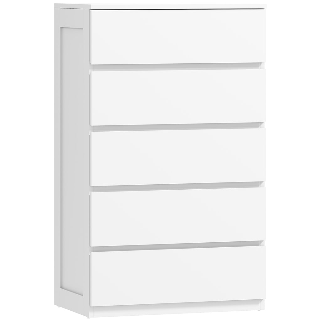 Commode 5 tiroirs meuble de rangement sans poignées design minimaliste 60 x 39 x 100 cm blanc-0