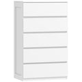 Commode 5 tiroirs meuble de rangement sans poignées design minimaliste 60 x 39 x 100 cm blanc-0