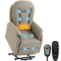 Fauteuil Releveur Électrique Massage Vibration et Chaleur, Fauteuil Relax Électrique en PU, Dossier Inclinable, Gris-0