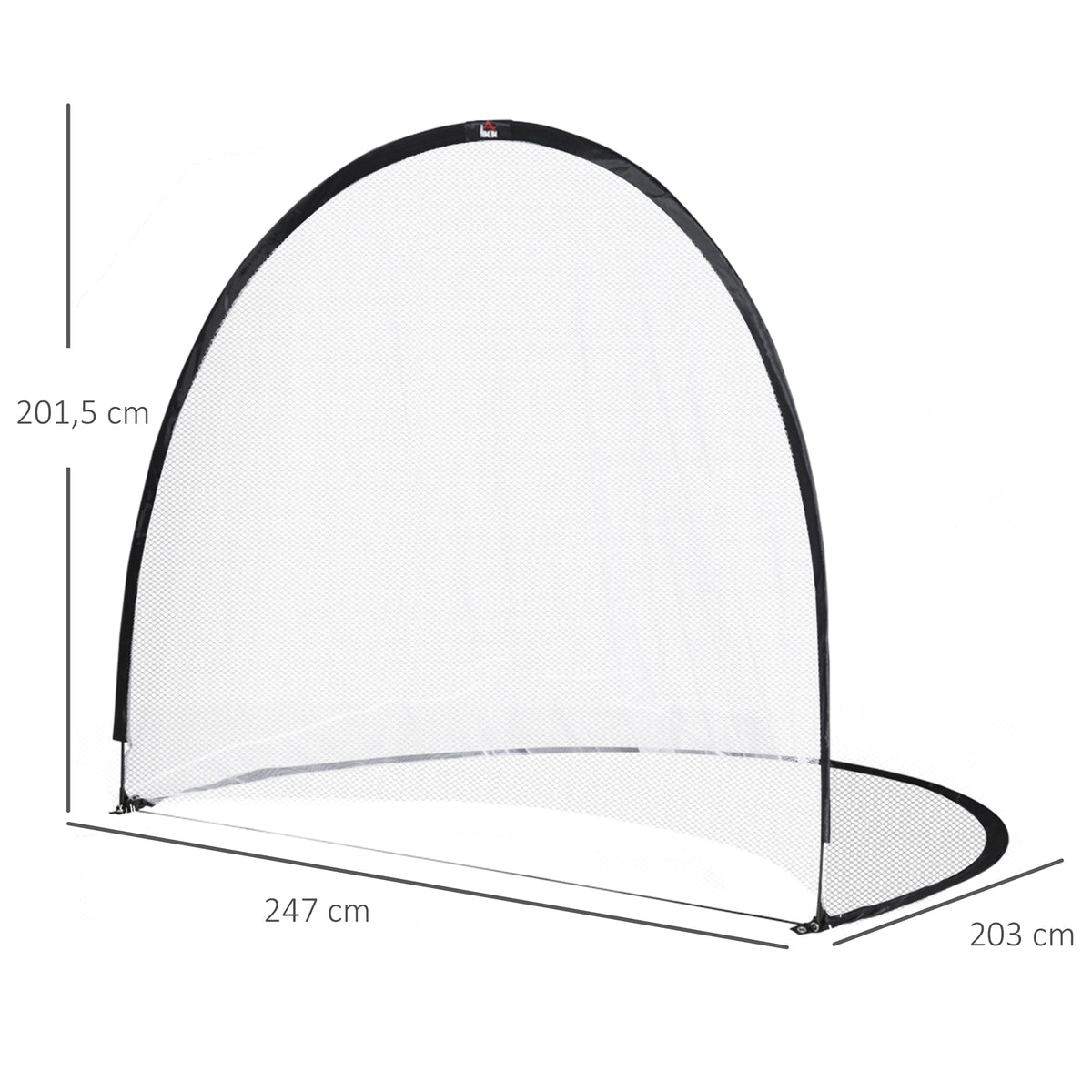 Cage de Football système Pop Up avec sac de transport et piquets de fixation dim. 247L x 203l x 201,5H cm noir et blanc-2