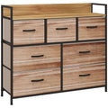 Commode 7 tiroirs meuble de rangement tiroir en tissu pliant - structure acier noir - 98 x 29 x 85 cm-0