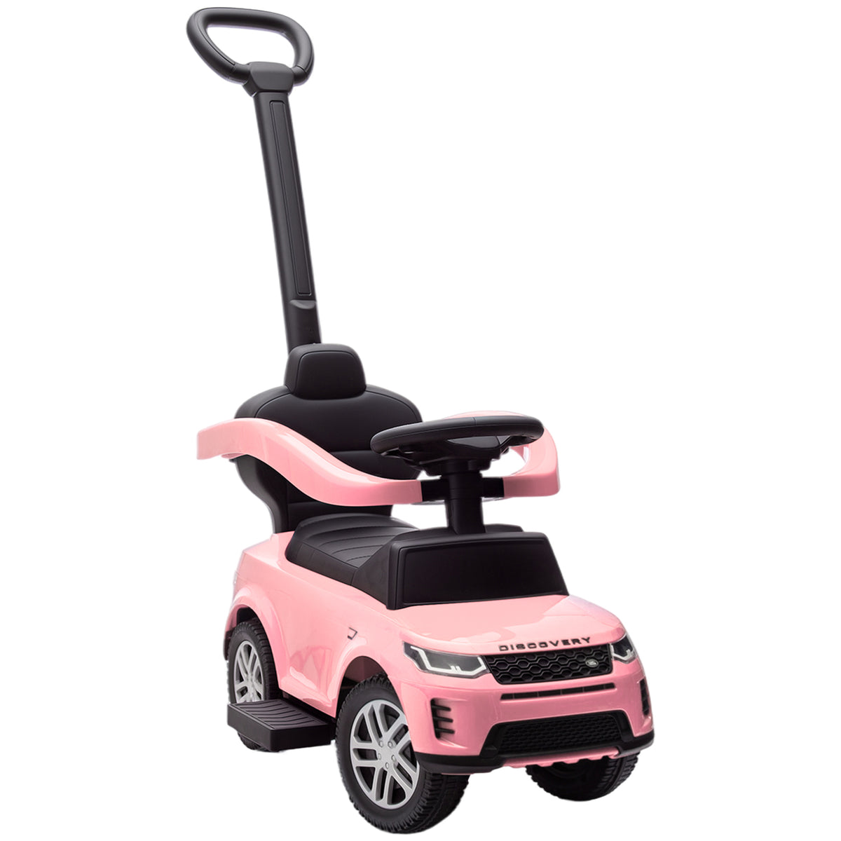 Porteur enfants Land Rover Discovery sous licence, porteur voiture à pousser avec poignée amovible, 84x40x94,5cm, rose-0