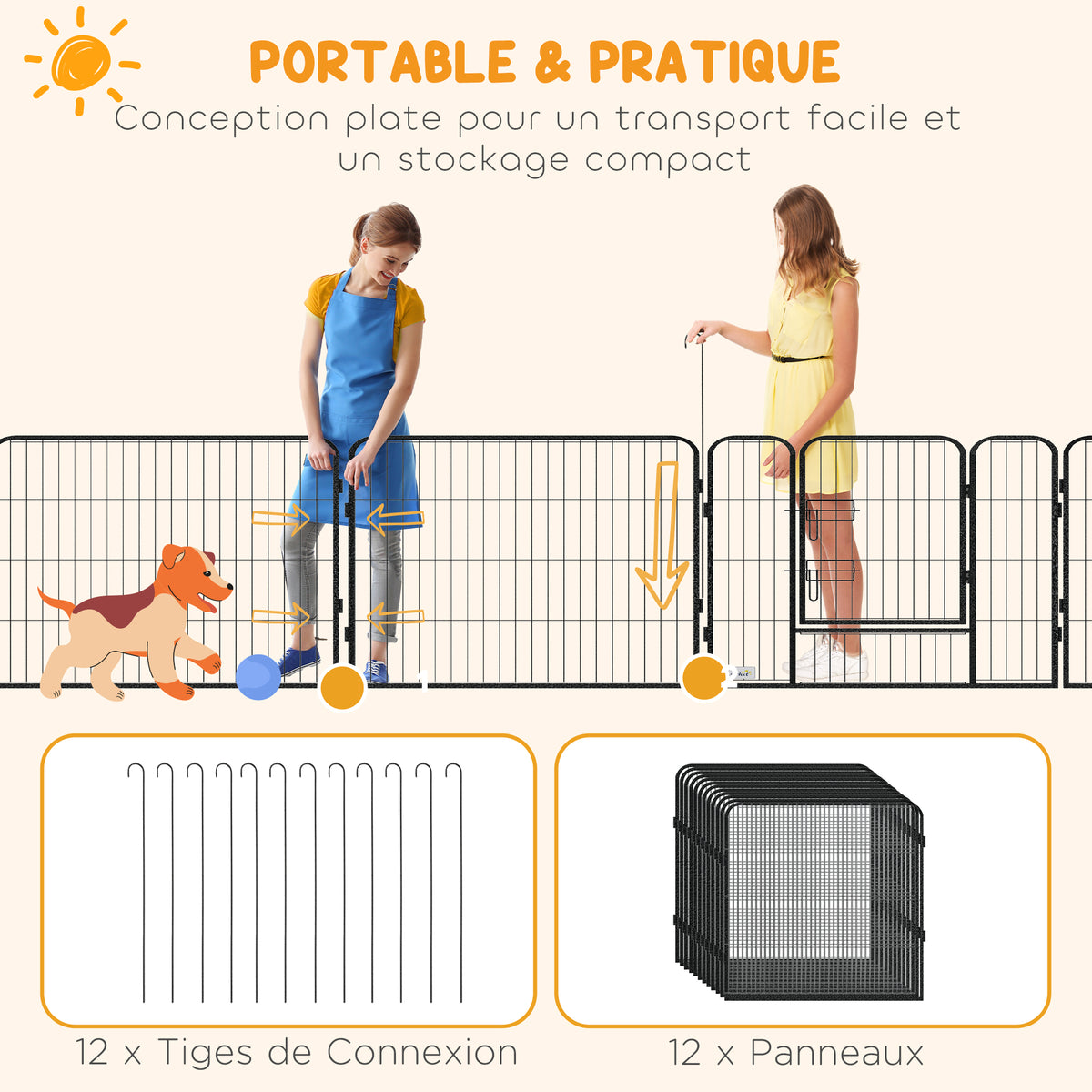 Parc enclos modulable acier époxy porte verrouillable pour chiens petits animaux intérieur et extérieur 80 x 80 cm gris-5