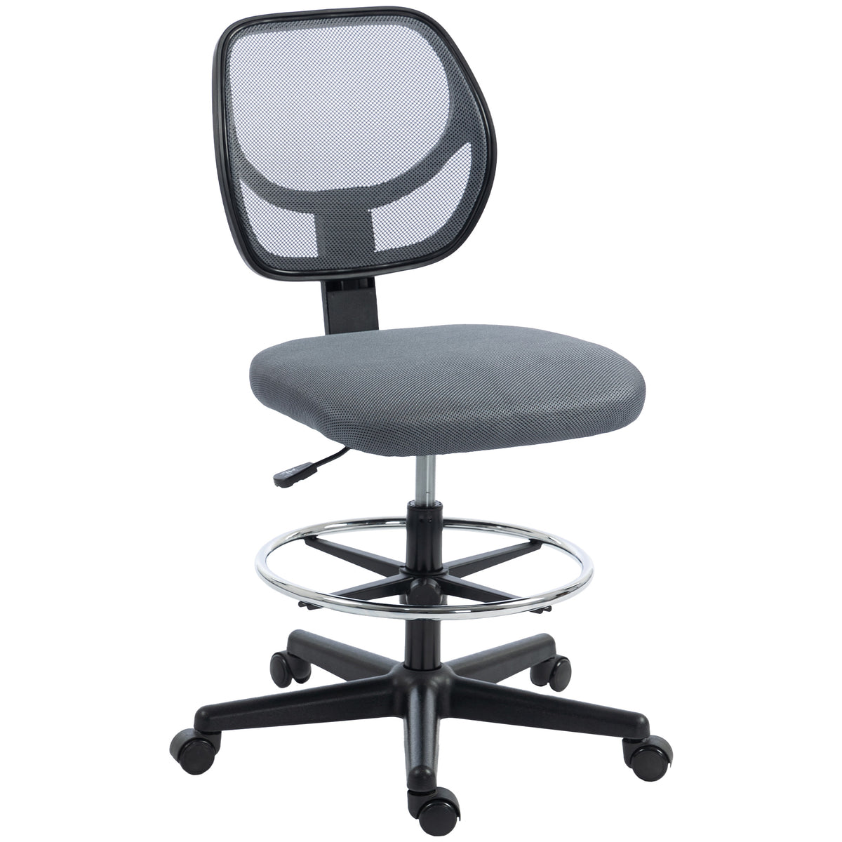 Chaise bureau ergonomique, fauteuil de bureau avec repose-pieds, chaise à dessin en maille, hauteur réglable, gris foncé-0