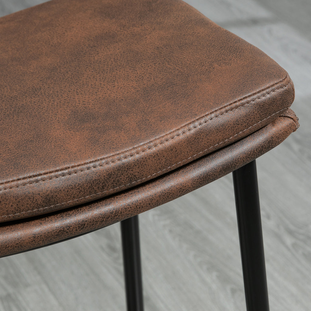 Lot de 2 tabourets de bar avec repose-pieds acier style industriel assise incurvée 48,5 x 38,5 x 68,5 cm marron noir-7