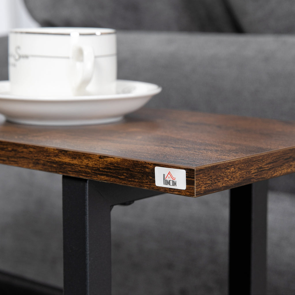 Table d'appoint bout de canapé avec porte-revues strucuture en acier design industriel 49 x 19 x 55 cm noir marron foncé-8