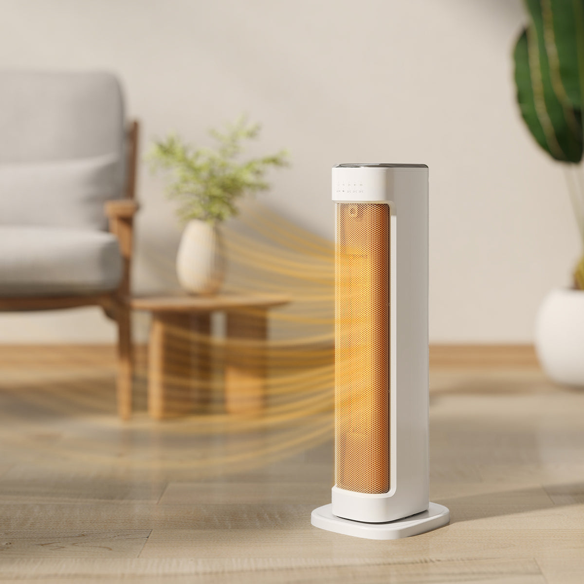 Chauffage d'appoint céramique PTC, radiateur électrique 2000 W avec thermostat réglable, minuterie, 21x19,7x61cm, blanc-1