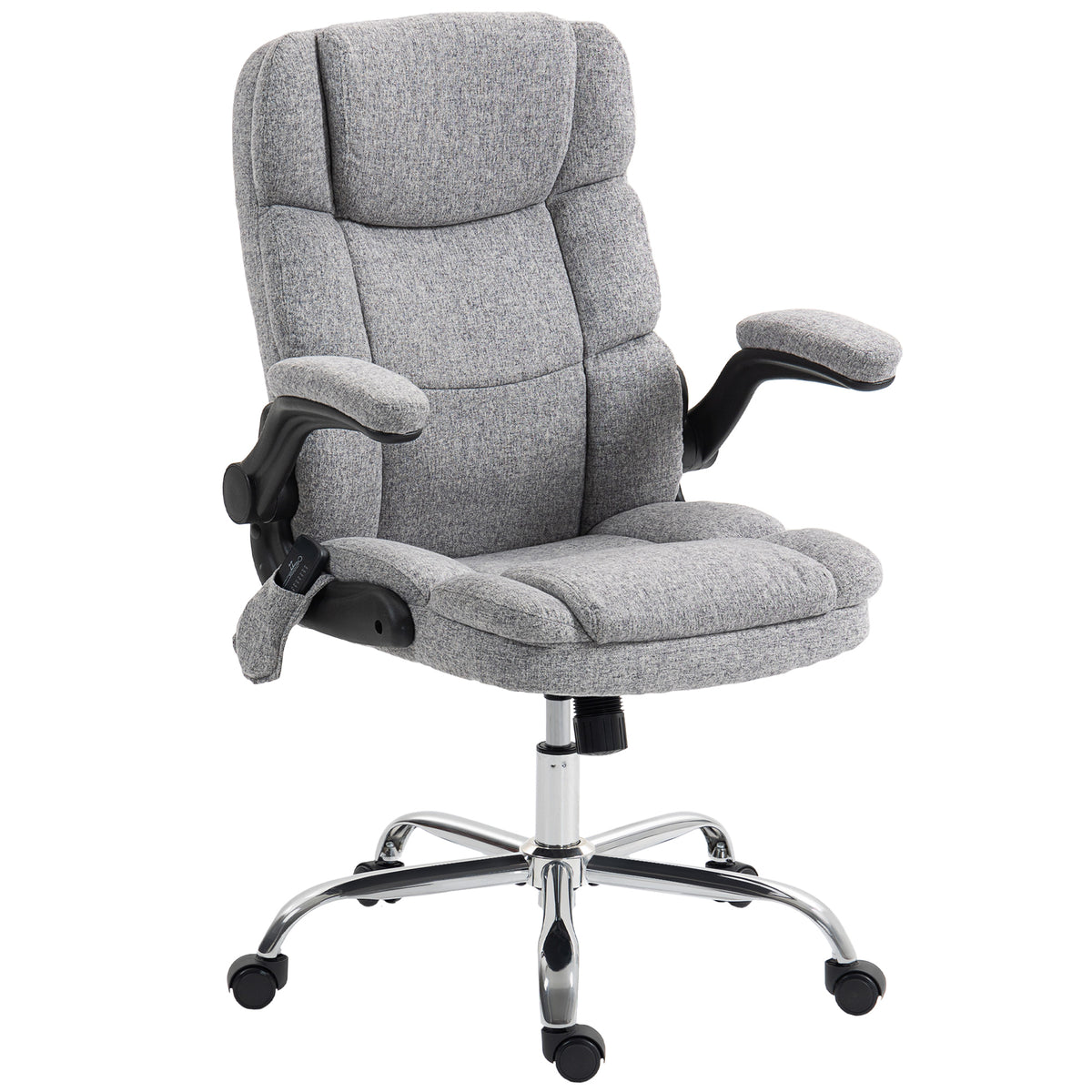 Fauteuil de bureau massant et chauffant, chaise de bureau ergonomique avec hauteur réglable, fonction à bascule, gris-0