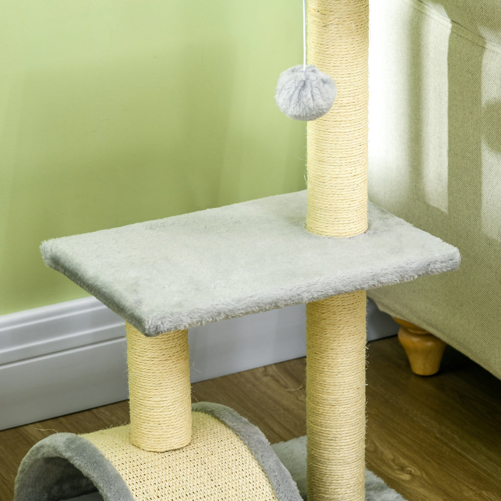 Arbre à chat arbre à grimper griffoir pour chat hauteur 72 cm balle suspendue gris clair-8