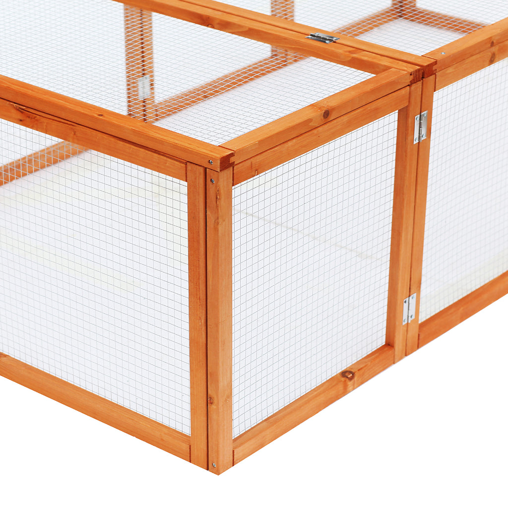 Clapier cage à lapins extérieur intérieur 2 portes supérieures 181L x 100l x 48H cm bois massif marron-6