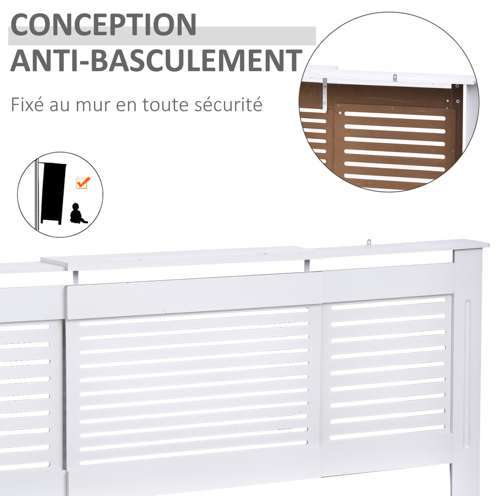 Cache-radiateur Design Contemporain Longueur Extensible 139-208,5 x 20,5 x 82,5 cm MDF Blanc-5