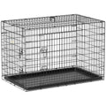 Cage caisse de transport pliante pour chien en métal noir 92 x 57 x 62,5 cm-0