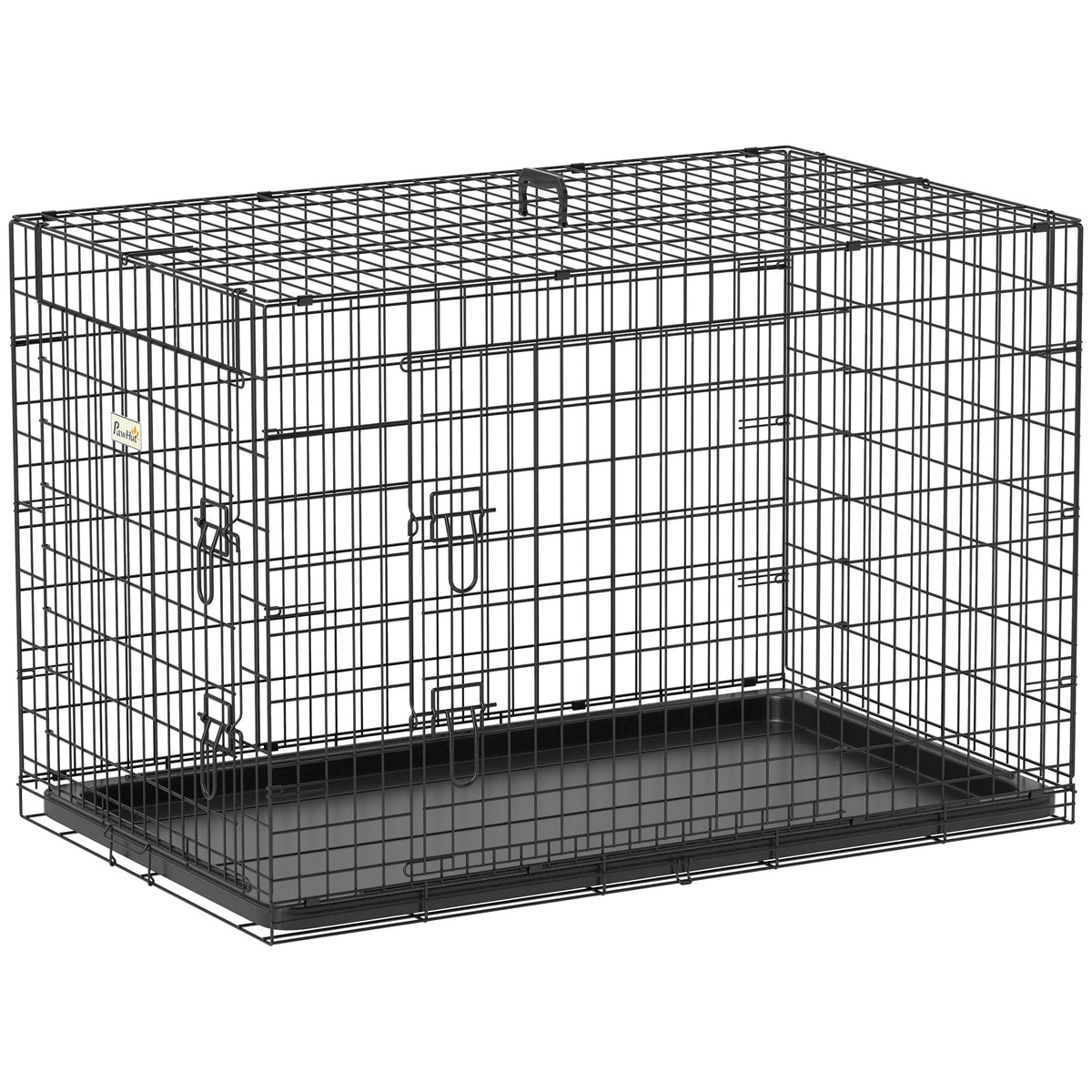 Cage caisse de transport pliante pour chien en métal noir 92 x 57 x 62,5 cm-0