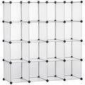 Meuble de rangement modulable, 16 cubes, meuble à chaussures, vêtements, livres, jouets, blanc-0
