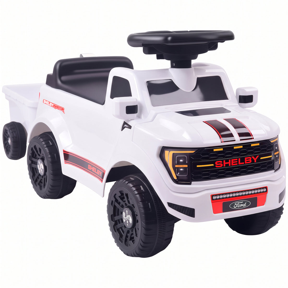 Voiture Porteur pour Enfants Shelby, Dossier, Anti-Basculement, Compartiment, 18-72 Mois, 80x25,5x33cm, Blanc-0