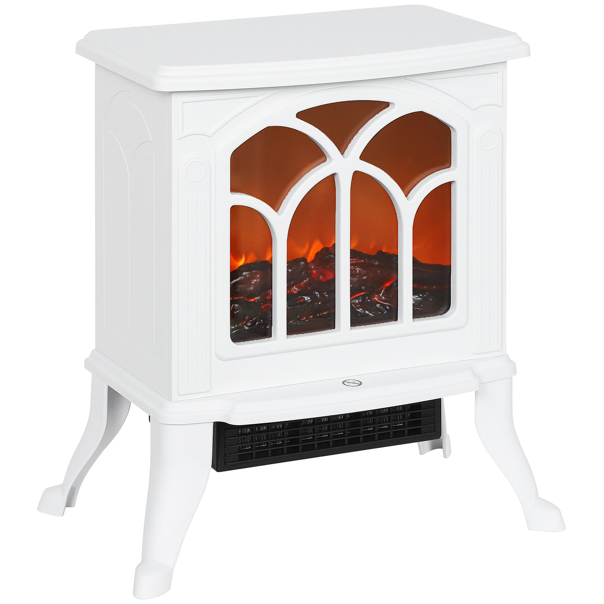 Cheminée électrique sur pied 750/1500 W, fausse cheminée décorative avec effet flamme LED, 37,3 x 23,1 x 44 cm, blanc-0