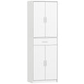 Armoire de cuisine moderne avec placards à portes, étagères réglables et tiroir, 60 x 35 x 180 cm, blanc-0