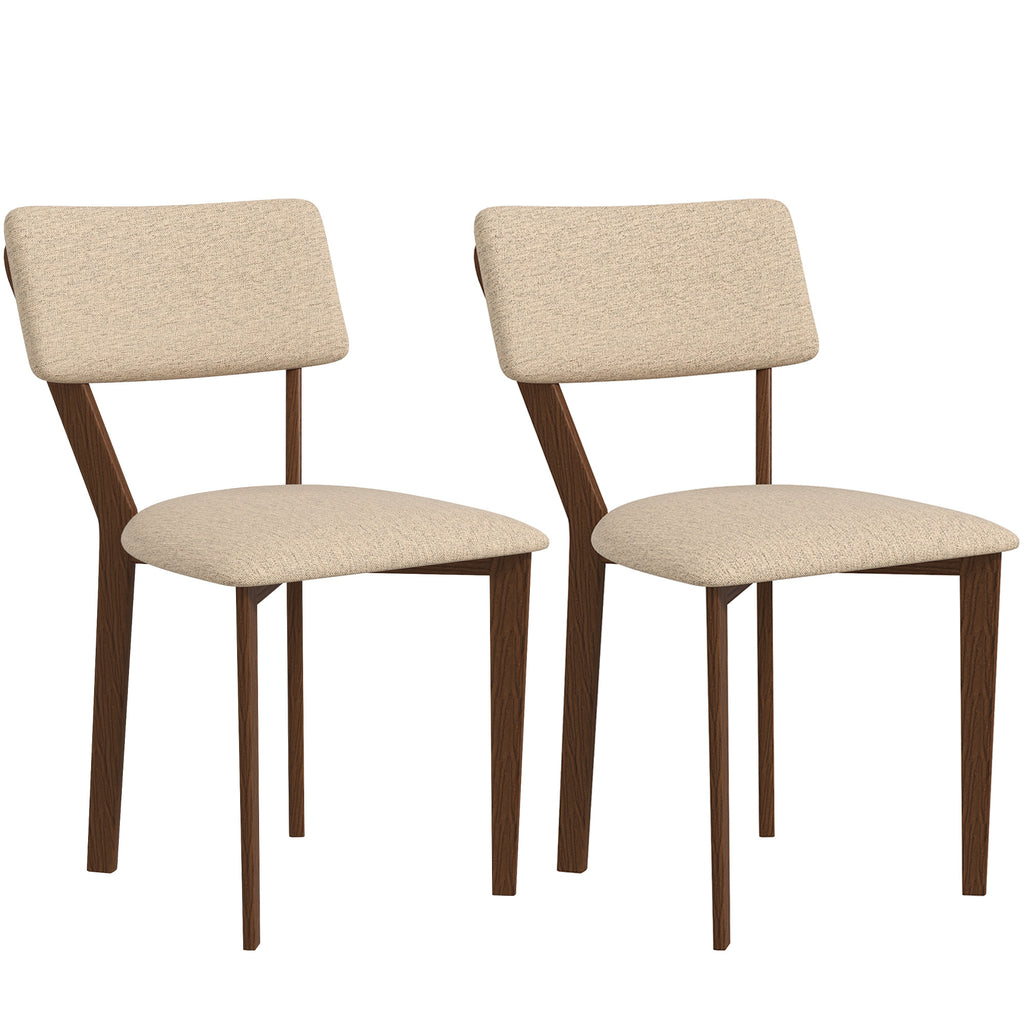Lot de 2 chaises salle à manger chaises de cuisine avec dossier pieds en bois tissu effet lin 49 x 56 x 85 cm beige-0
