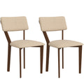 Lot de 2 chaises salle à manger chaises de cuisine avec dossier pieds en bois tissu effet lin 49 x 56 x 85 cm beige-0