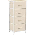 Commode 4 tiroirs en tissu, meuble de rangement avec 4 poches, 2 crochets, structure en acier, 45 x 30 x 94,5 cm, Beige-0