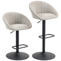 Lot de 2 tabourets de bar, chaises de bar hauteur réglable avec dossier et accoudoirs, repose-pieds, beige-0