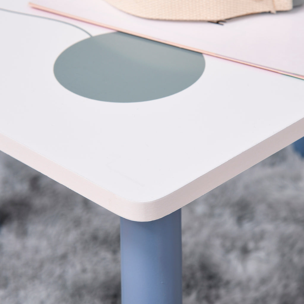 Table enfant avec chaise, ensemble table et 2 chaises en bois pour dessiner, jouer, étudier, bleu-7