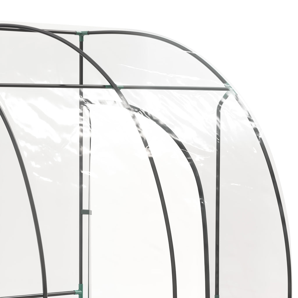Serre de Jardin adossée serre adossée 2 portes zippées enroulables acier PVC transparent-9