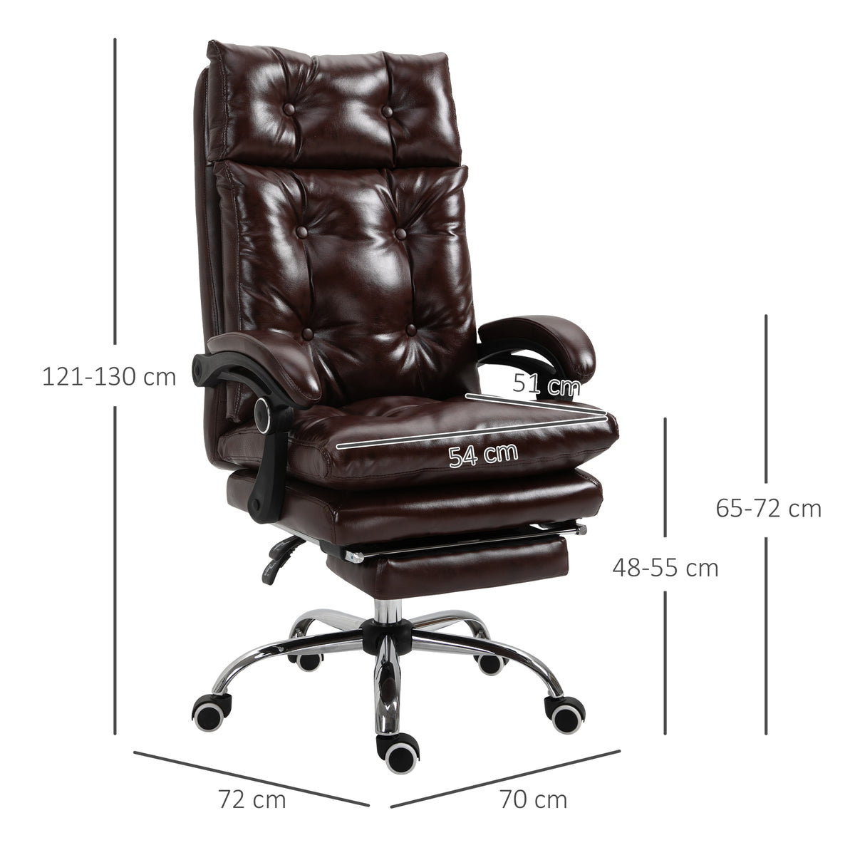Fauteuil de bureau chaise de bureau ergonomique avec hauteur réglable dossier inclinable repose-pied rétractable marron-2