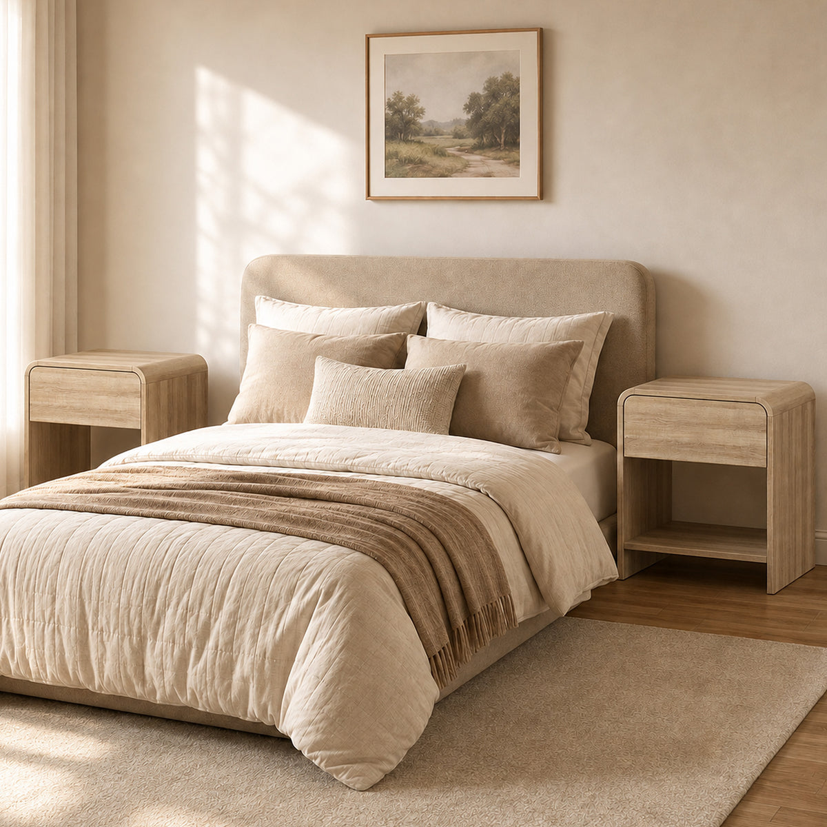 Lot de 2 Tables de Chevet, Compartiment Ouvert, Tiroir à Glissière Silencieuse, Style Scandinave, 40x35x45cm, Naturel-1