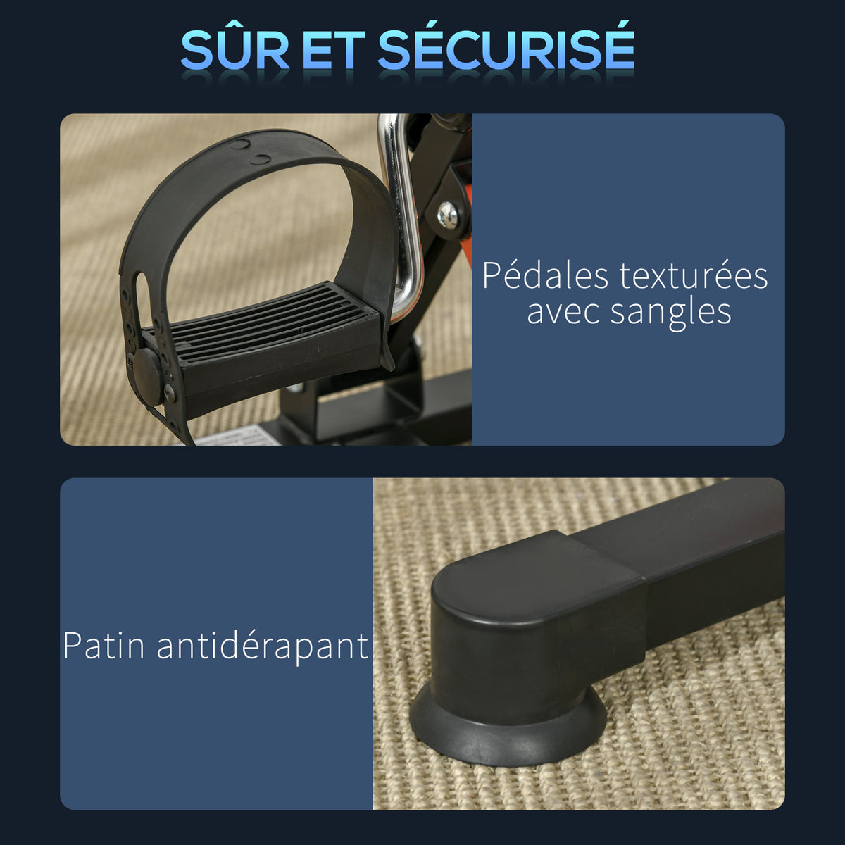 Pédalier d'appartement mini vélo d'appartement résistance ajustable écran LCD 33-43 x 40 x 24,5-34,5 cm en acier noir-6