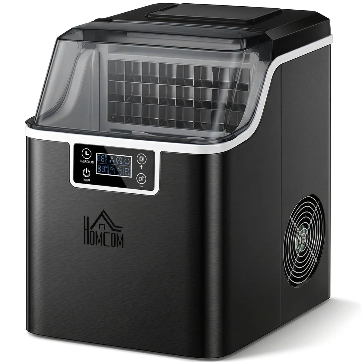 Machine à glaçons, 20 kg en 24h, 24 glaçons en 14-18 min, ice maker avec fonction autonettoyante, 25,2x36x37,1cm, noir-0