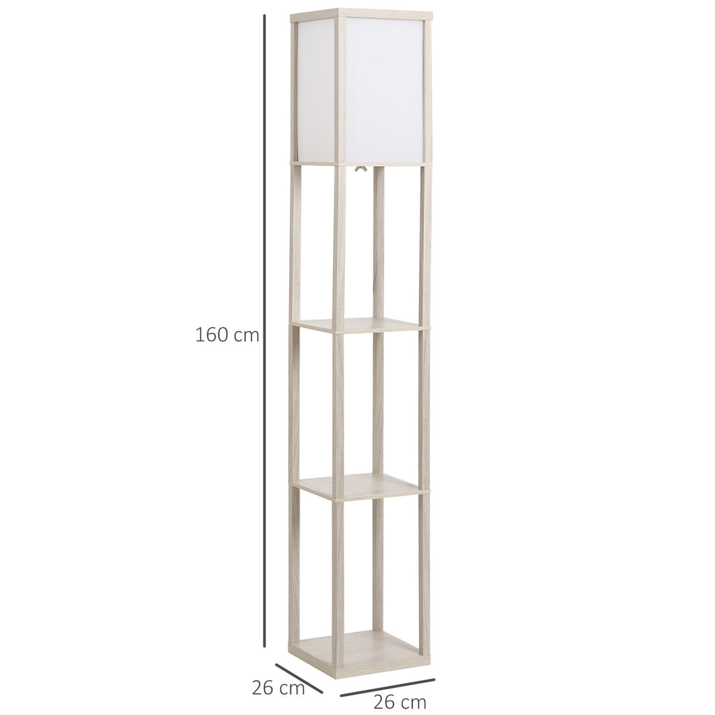 Lampadaire étagère 26L x 26l x 160H cm 3 étagères 4 Niveaux MDF chêne-2