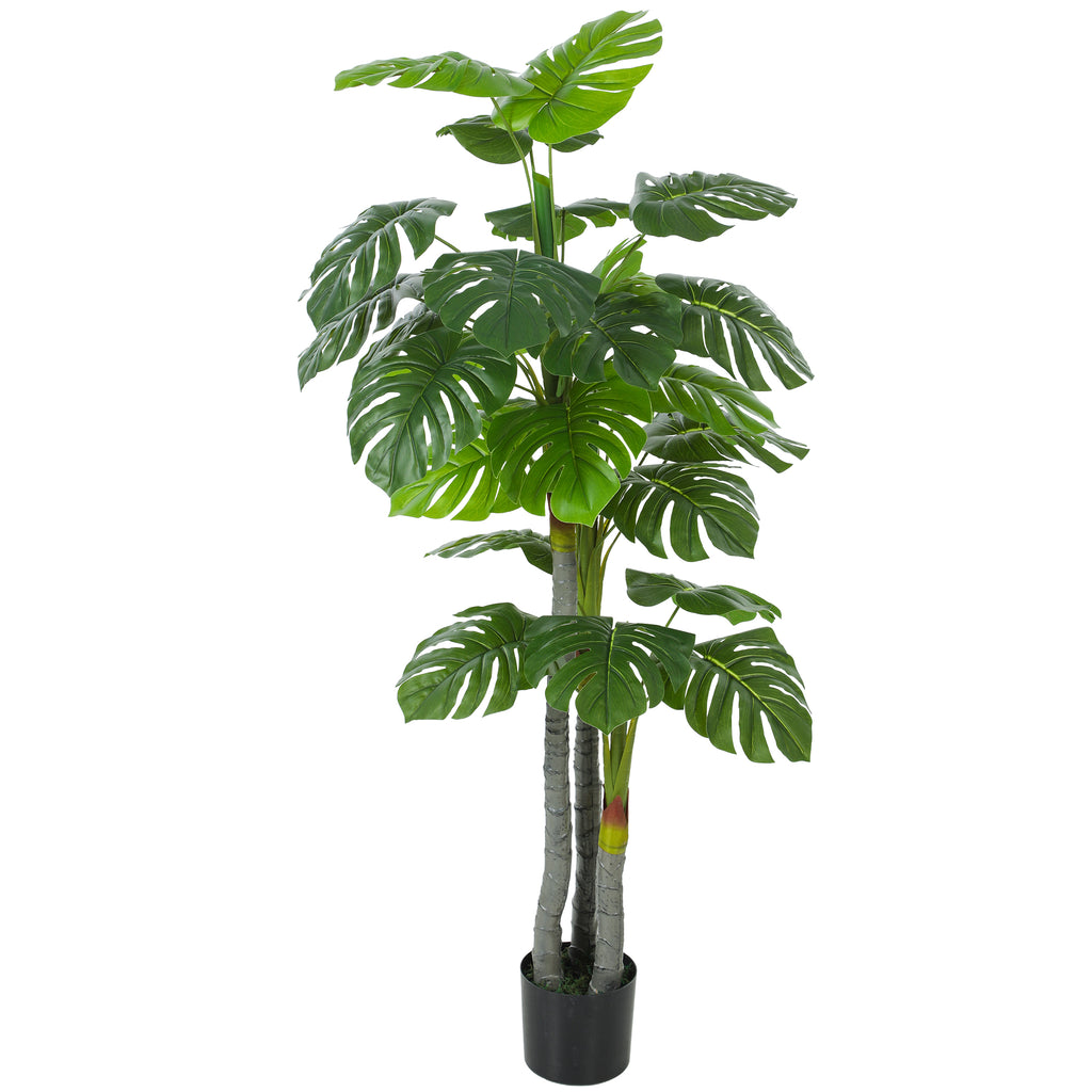 Arbre Artificiel Plante Artificielle Monstera H.1,5 m Tronc Branches Lichen Feuilles de Tortue Grand réalisme Pot Inclus-0