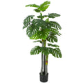 Arbre Artificiel Plante Artificielle Monstera H.1,5 m Tronc Branches Lichen Feuilles de Tortue Grand réalisme Pot Inclus-0
