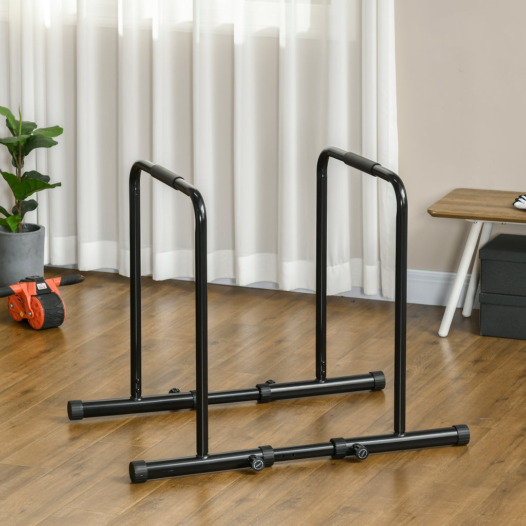 Dips Barre Parallèle Station de Musculation en Acier, Hauteur et Espacement Réglables, 90-102x65x80-90cm, Noir-9