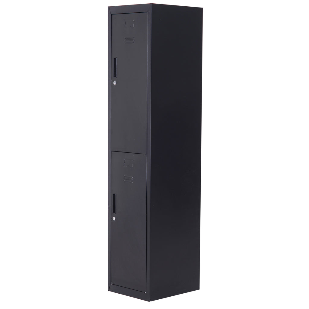 Armoire à casiers à 4 niveaux, casier vestiaire métallique avec 2 portes verrouillables à 2 clés, 38x46x180cm, noir-0