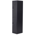 Armoire à casiers à 4 niveaux, casier vestiaire métallique avec 2 portes verrouillables à 2 clés, 38x46x180cm, noir-0