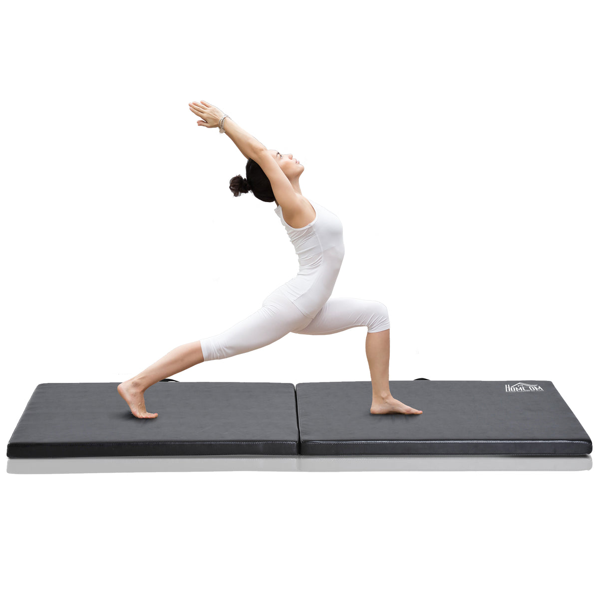 Tapis de gymnastique yoga pilates fitness pliable portable grand confort 180L x 60l x 5H cm revêtement synthétique noir-1