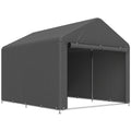 Abri de jardin tente de stockage imperméable abri moto porte enroulable fermeture éclair, 200 x 238 x 183 cm, gris foncé-0