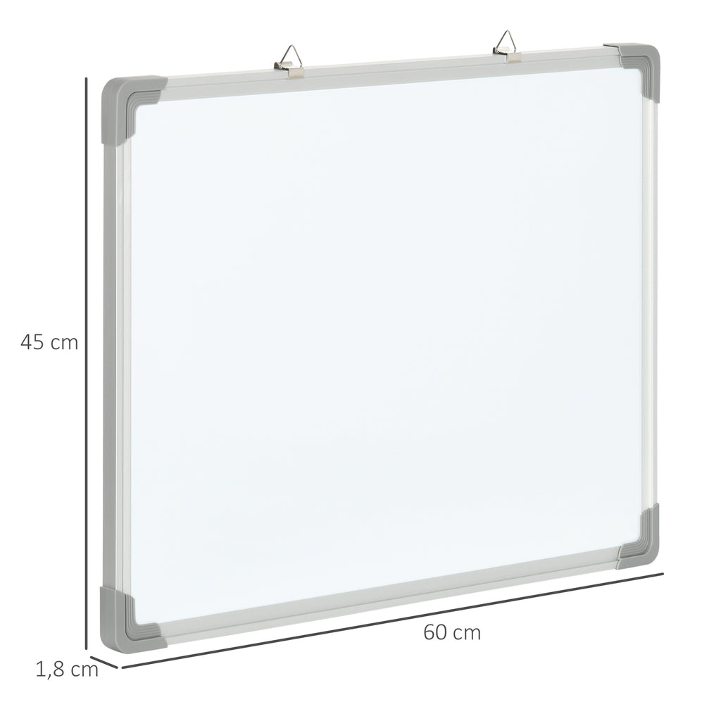 Tableau blanc magnétique cadre aluminium 60 x 45 cm avec feutres, effaceur et aimants-2