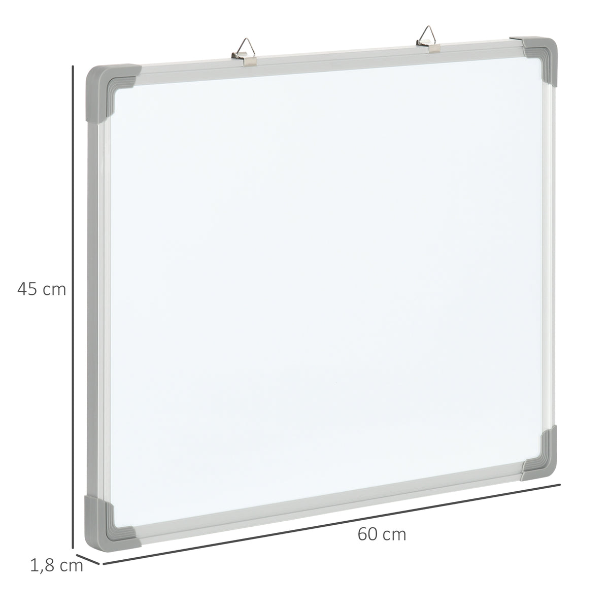 Tableau blanc magnétique cadre aluminium 60 x 45 cm avec feutres, effaceur et aimants-2
