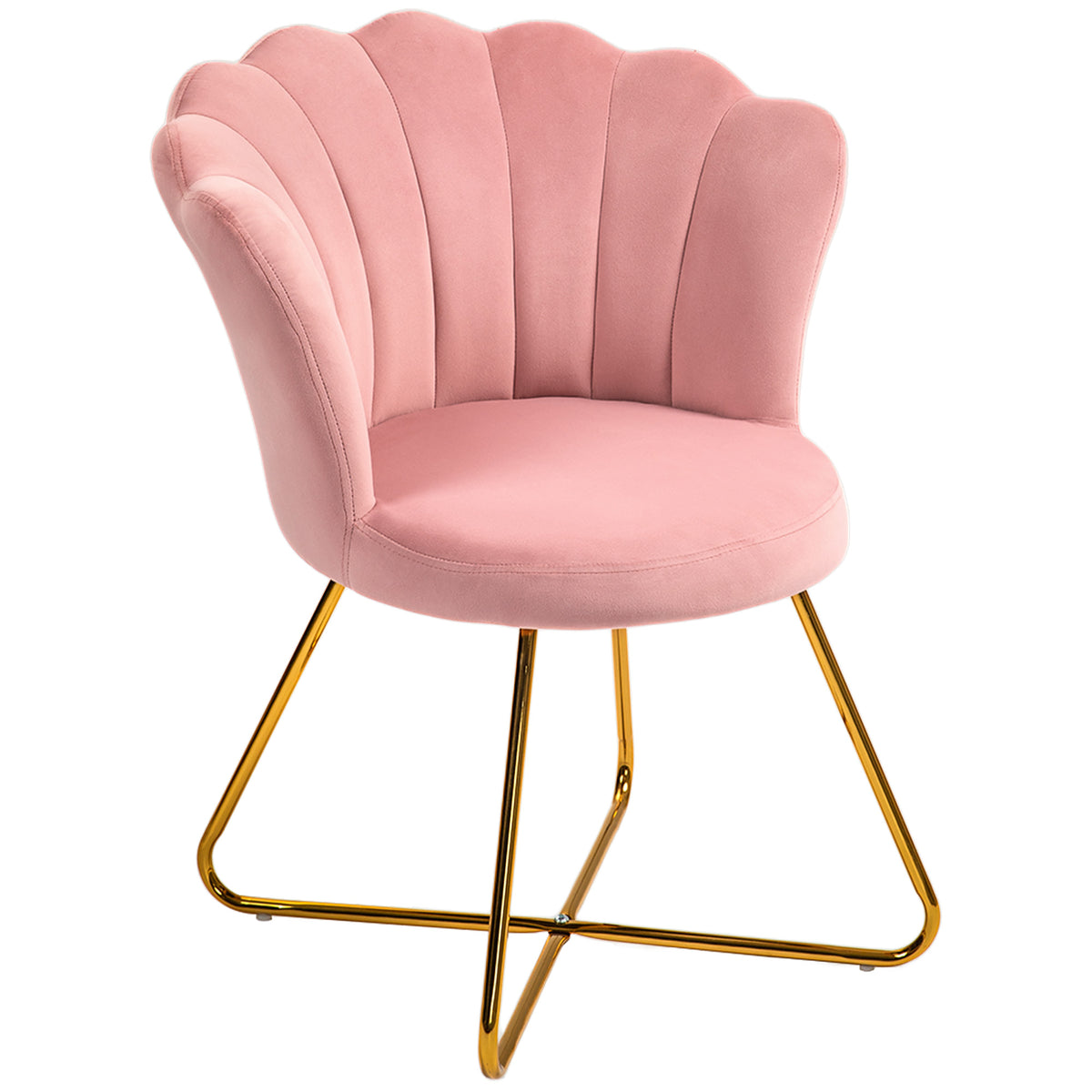 Fauteuil coquillage chaise coiffeuse fauteuil en velours fauteuil de salon avec pieds en acier 69 x 64 x 80 cm rose-0