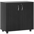 Armoire de Bureau à 2 Niveaux, Meuble de Rangement Bureau avec 2 Portes, Serrures et Clés, 80x40x80cm, Noir-0