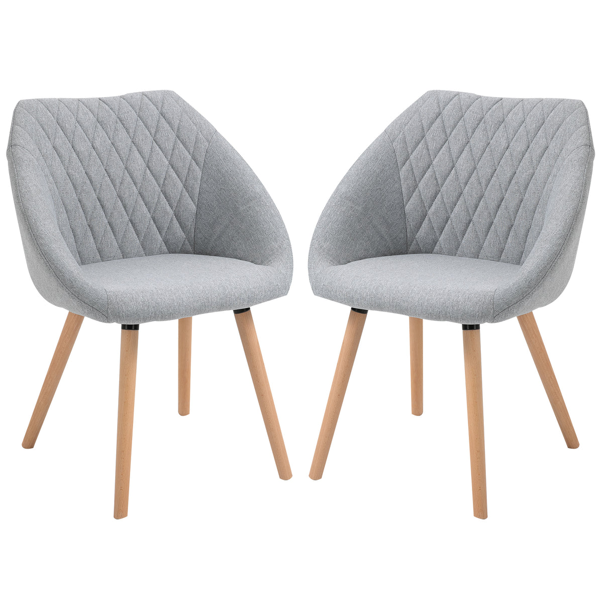 Lot de 2 Chaises de Salle à Manger Design scandinave - Pieds effilés Bois hêtre - Assise Dossier accoudoirs-0