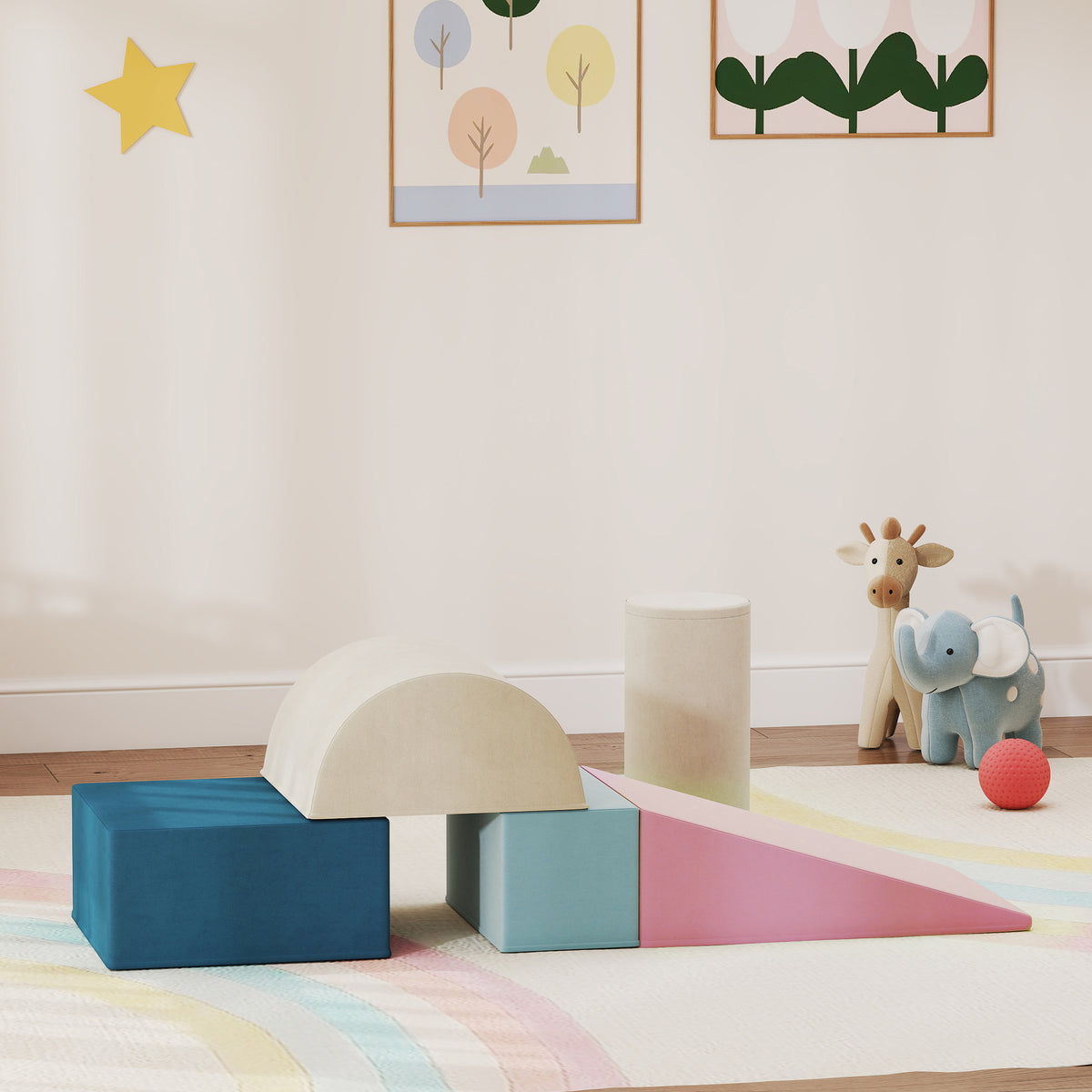 Parcours motricité bébé jouet d'escalade modulable 5 pièces housse lavable en velours 61 x 40,6 x 60 cm multicolore-9