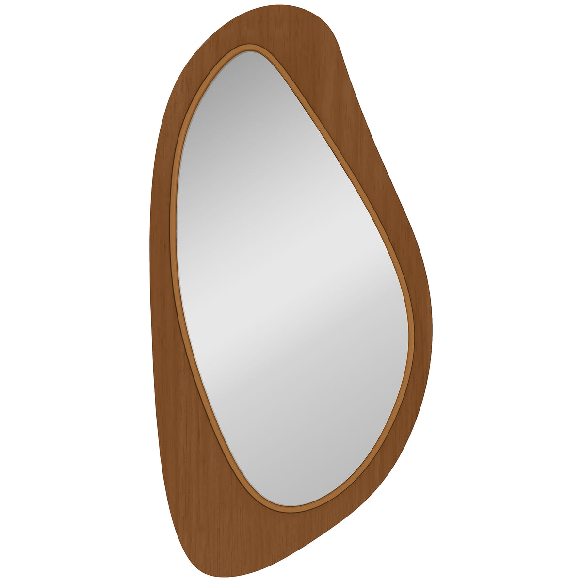 Miroir mural asymétrique 91,5 x 45 cm, miroir suspendu moderne, cadre en bois, effet bois naturel-0