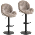 Lot de 2 tabourets de bar forme de coquillage, dossier, hauteur réglable et repose-pieds, cadre en acier, marron-0