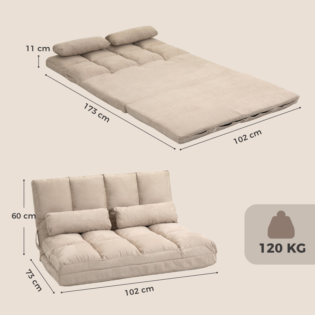 Chauffeuse Matelas d'appoint Pliant - Fauteuil Convertible - Inclinaison Dossier réglable 14 Positions - 2 Coussins-2