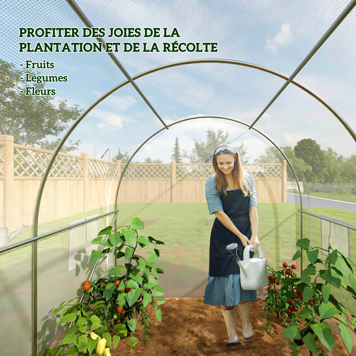 Serre de jardin 6 m² dim. 3 x 2 m avec 1 porte + 2 parois latérales zippées enroulables, 6 fenêtres, Blanc-7